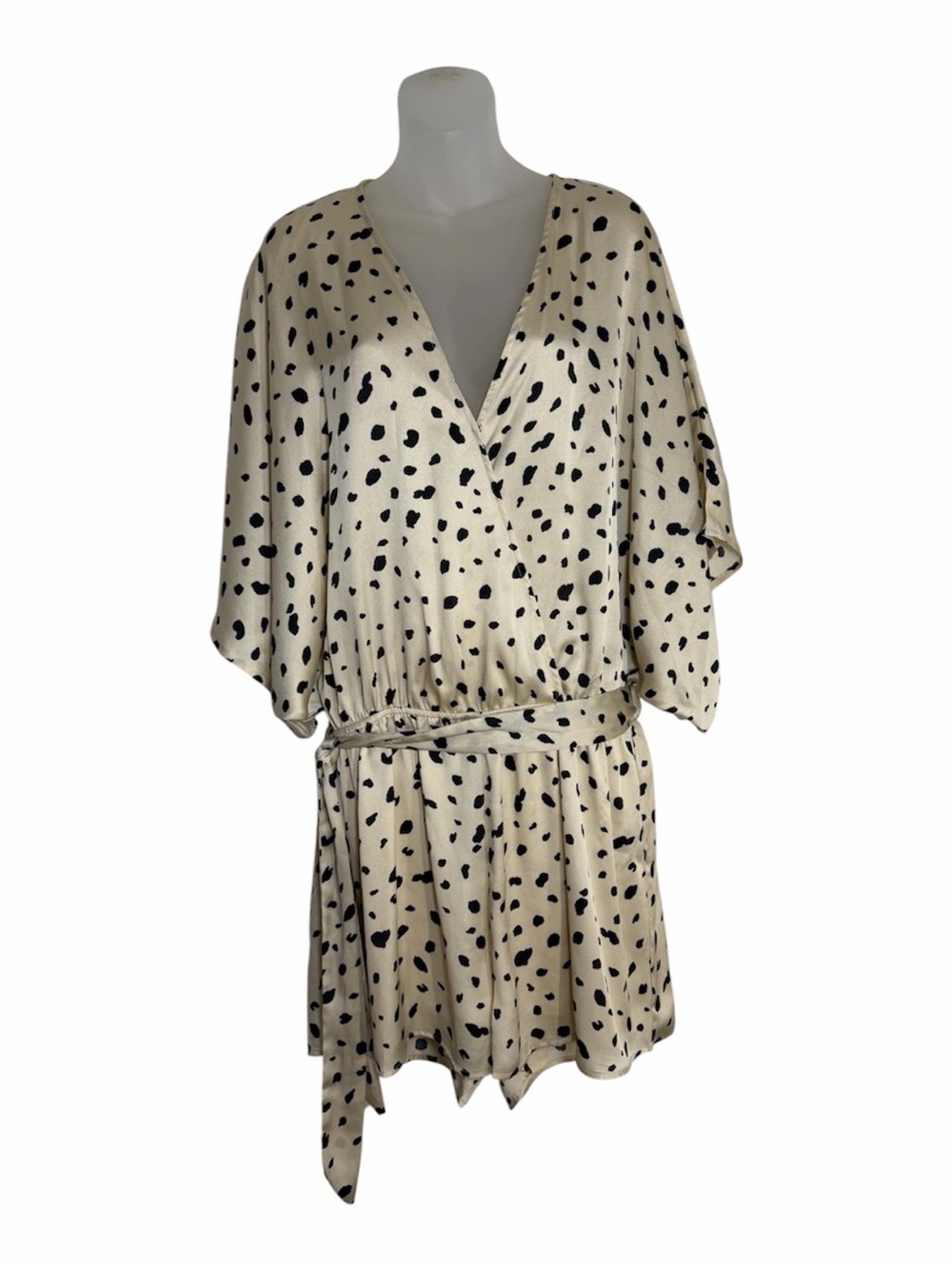 Pink Lily Dalmatian Spot Satin Romper Wrap V-Neck Dolman Sleeve 2XL